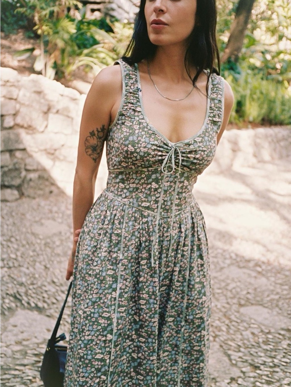 Christy Dawn Green Floral Alessandra Dress in Fern Flanders Poppy